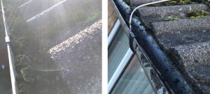 Gutter cleaning, remove moss and debris - Before and After