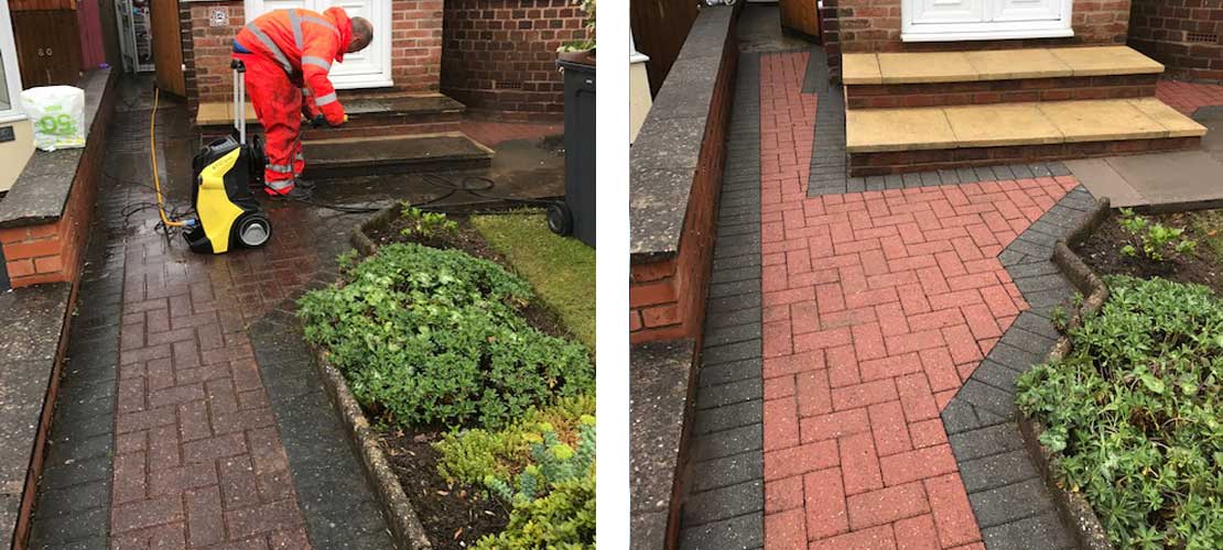 Jet washing, block paving and slabs - Before and After